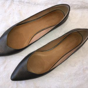 Pewter Colored Smooth Leather Flats
